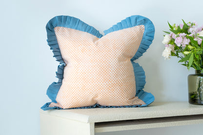 Frilled Cushion Cover | Blocked printed reversible pillow cases