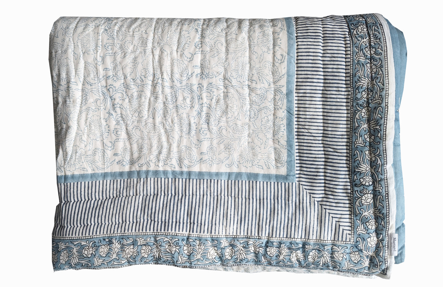 Neela Quilt - Indian block printed reversible quilt