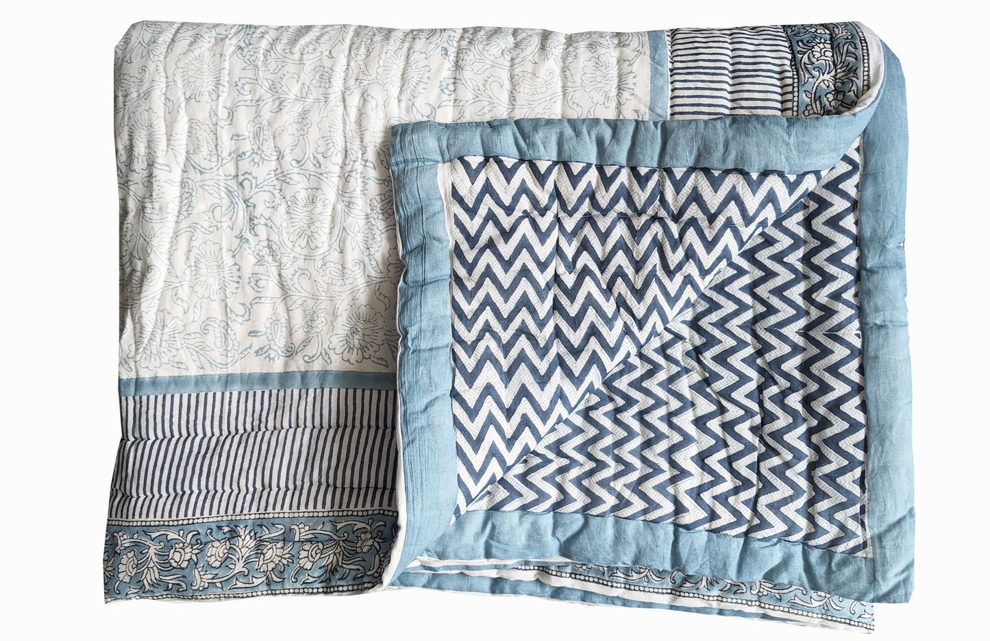 Neela Quilt - Indian block printed reversible quilt