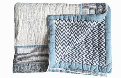 Neela Quilt - Indian block printed reversible quilt