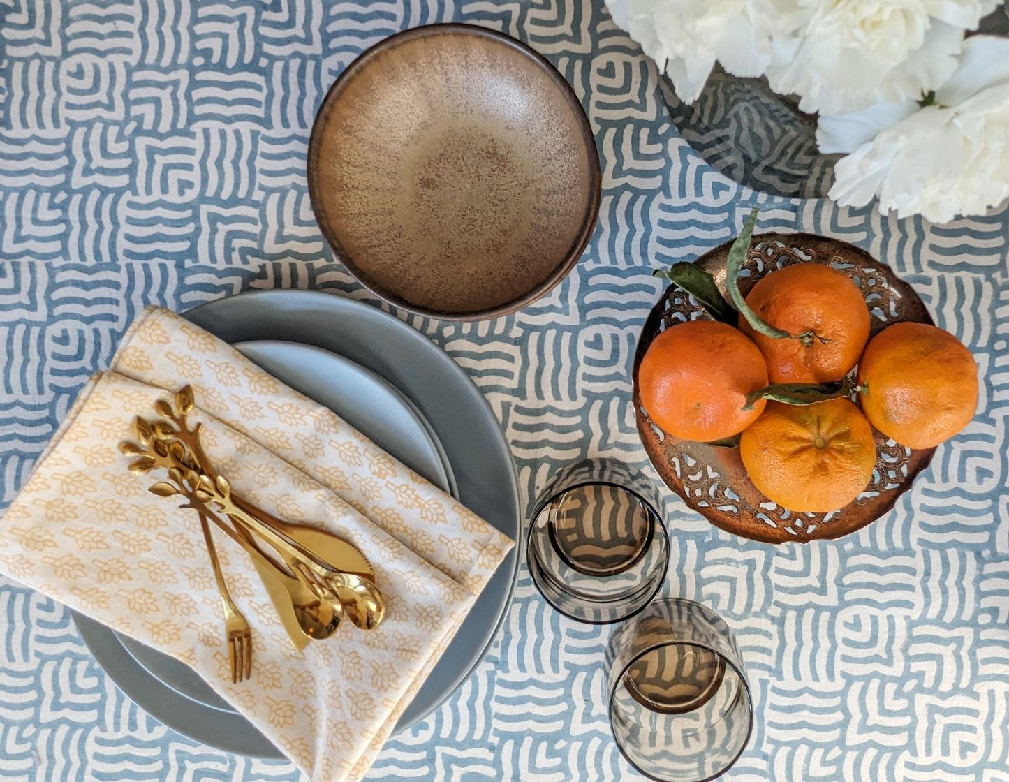 Jasmine Napkin | Block printed floral table linen